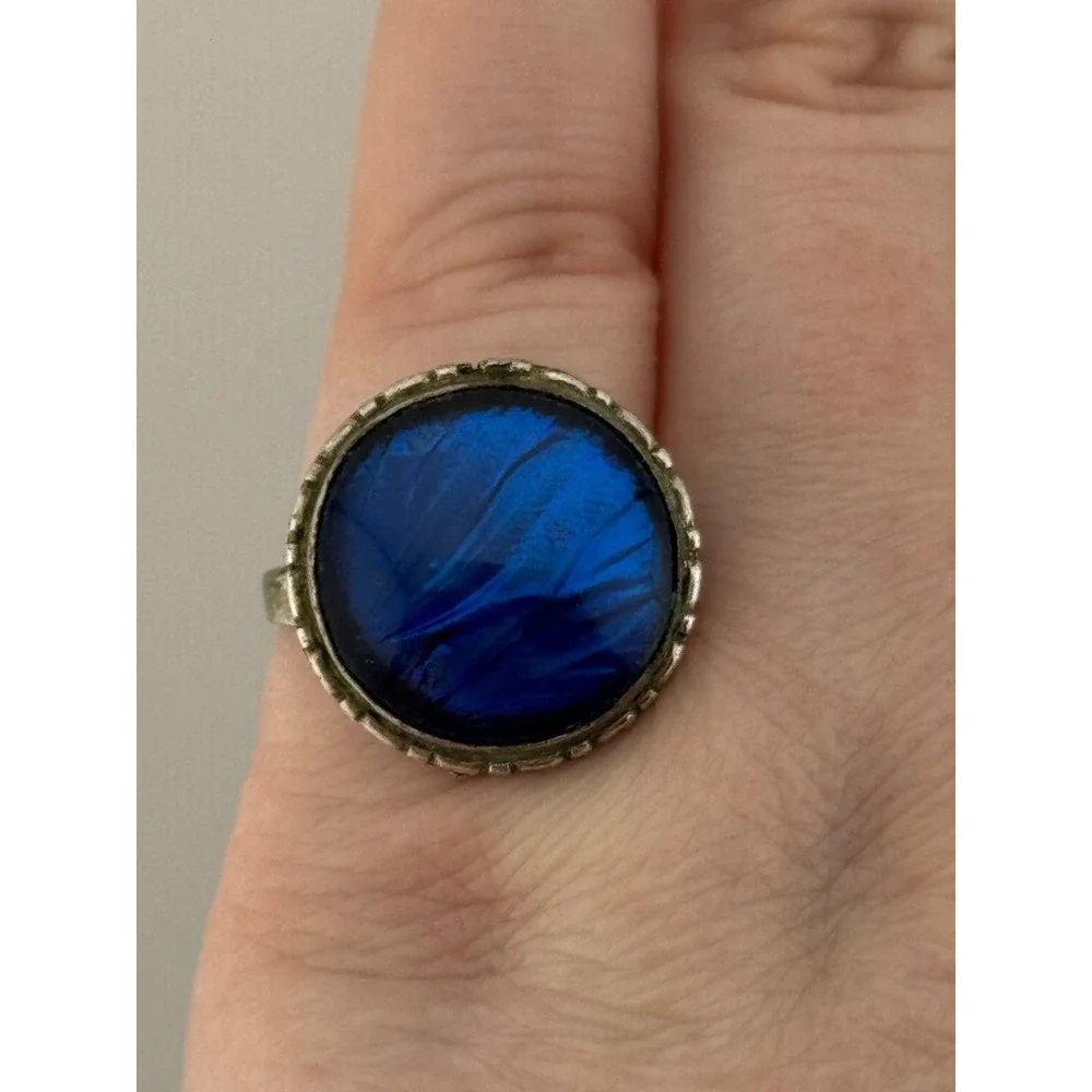 Vintage Silver Tone Butterfly Wing Adjustable Ring AS IS‎